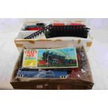 Two vintage plastic battery operated train sets to include Lehmann O Gauge With Loco And Trucks