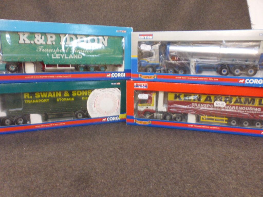 Four boxed 1:50 Corgi Hauliers of Renown model to include CCCC12224 Scania 4 Series General
