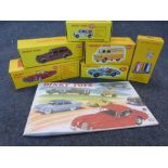 Six boxed Atlas edition Dinky diecast models to include 111 Triumph TR2 Sports, 482 Bedford 10cwt
