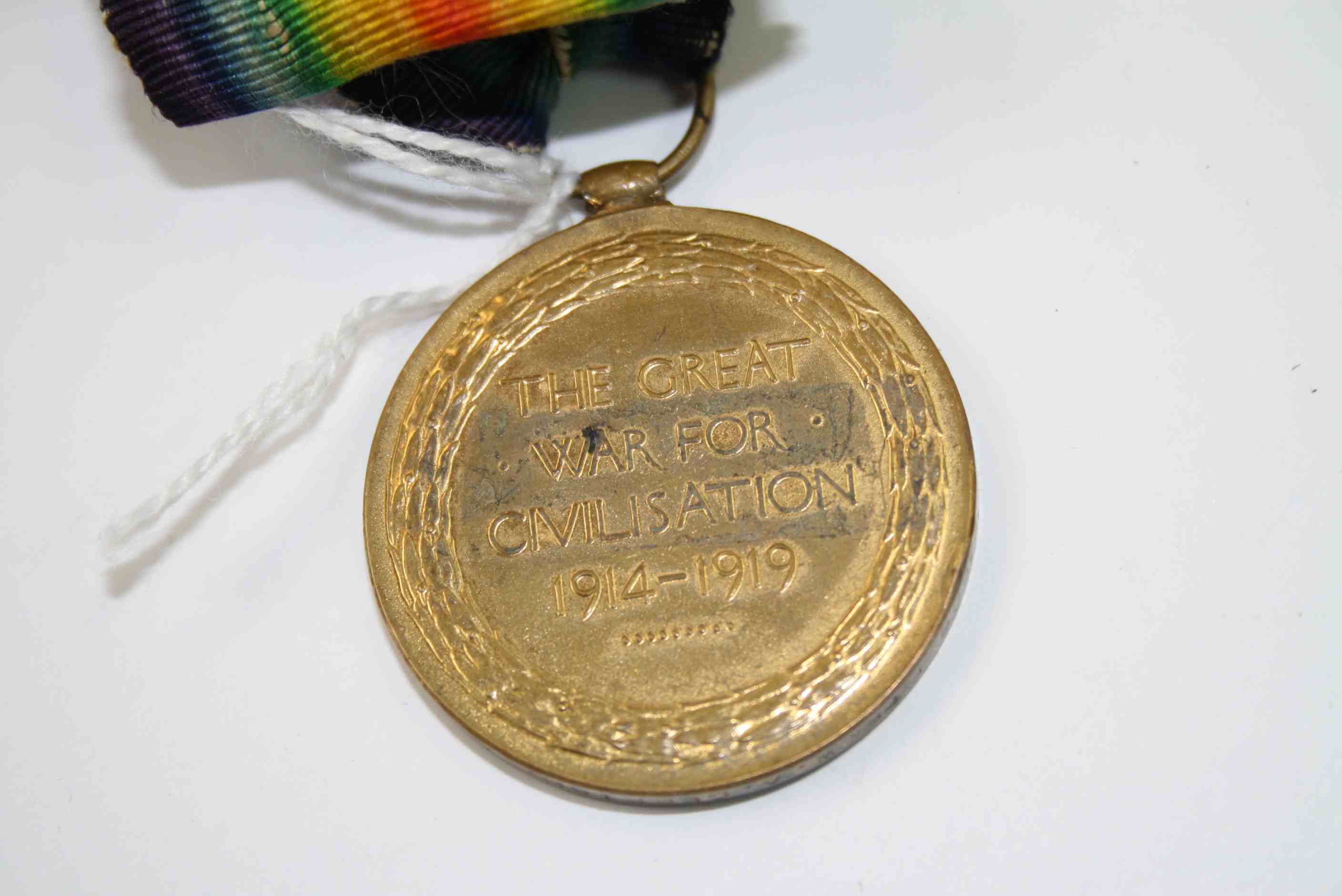 A Full Size British World War One / WW1 Victory Medal With Original Ribbon Issued To 23608 PTE W. - Image 4 of 4