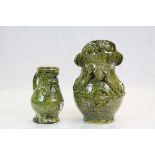 Two vintage Studio Pottery "Green Man" Face jugs in Kingston - Ware style, taller jug