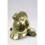 19th Century Brass Fireman's Helmet, Merryweather style with Dragon detailing to the comb, fire