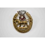 A York And Lancaster Regiment Officer's Cap Badge. Die-cast gilt Metal With Applied Silvered Coronet