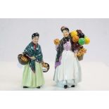 Two Royal Doulton ceramic figurines, "The Orange Lady" HN1453 & "Biddy Pennyfarthing" HN1843