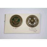 Two Brass Helmet Plate Badges For The Somersetshire Light Infantry And The Royal Sussex Regiment.