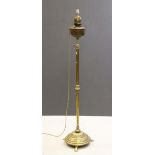 Victorian Copper and Brass Telescopic Standard Oil Lamp, later converted to electric