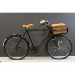 Shop Delivery / Butchers Bicycle, registration number. 724921, with brown leather sprung seat and