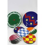 Collection of Anna Domenici ceramic plates, nine small and two large all with colourful Abstract