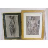 Early 20th century Studio Framed Pastel of a Nude Female together with an Anatomical Male Study, one