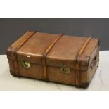Vintage Wooden Bound Travelling Trunk with GWR and LNER Labels