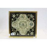Later framed and glazed 18/19th Century Tapestry depicting a Courting Couple with Flowers,