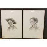 Two Framed and Glazed Pastel Pictures of a Vietnamese Man and his Wife, signed