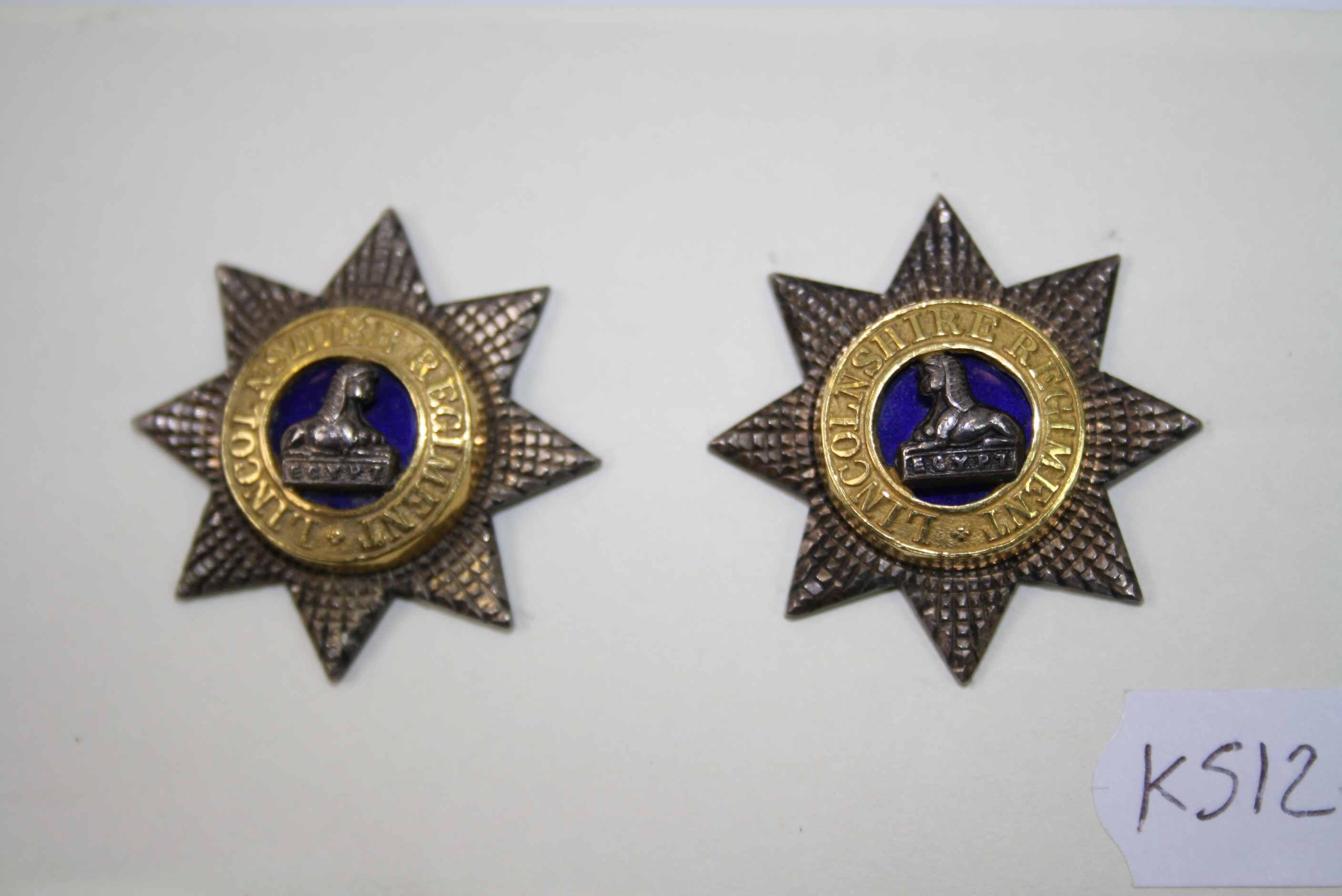 A Pair Of Lincolnshire Regiment Officers Collar / Field Service Badges, Silver Gilt And Enamel - Image 4 of 4