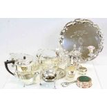 Collection of Silver plate to include Tea service, salvers, covered dishes etc