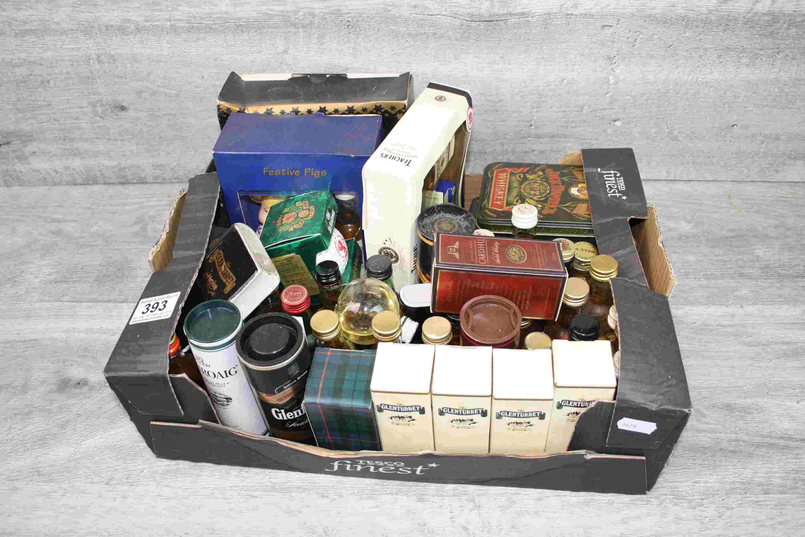 Box of miniatures to include single malt whisky