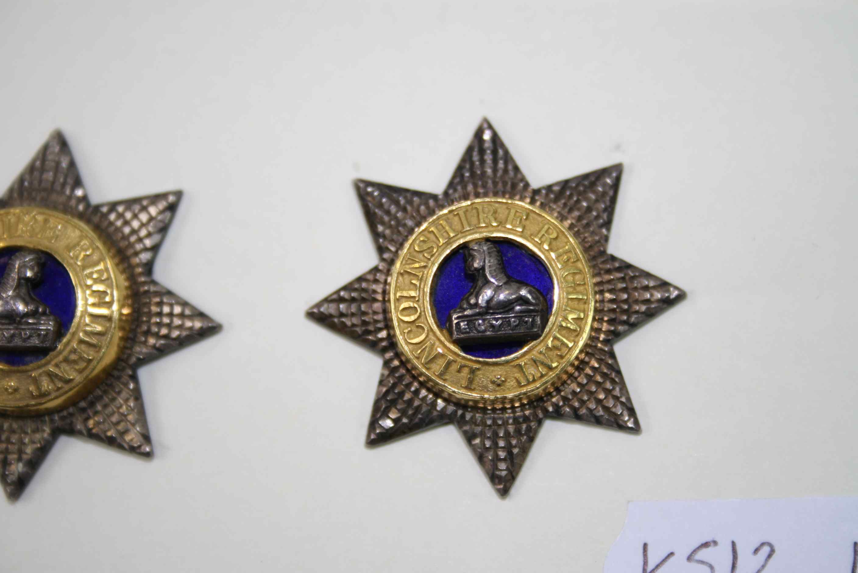 A Pair Of Lincolnshire Regiment Officers Collar / Field Service Badges, Silver Gilt And Enamel - Image 3 of 4