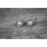 Pair of Silver and Freshwater Pearl Drop Earrings