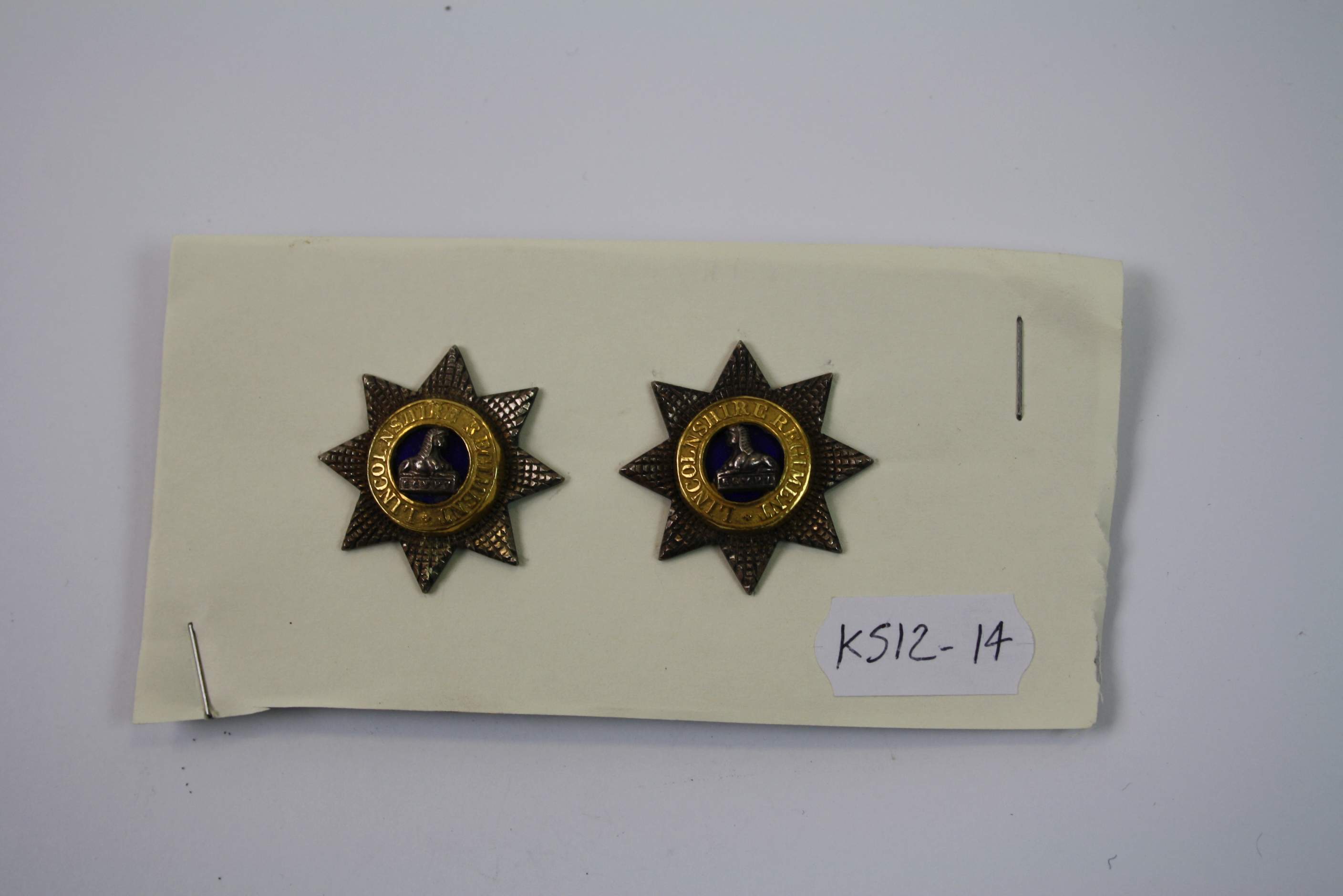 A Pair Of Lincolnshire Regiment Officers Collar / Field Service Badges, Silver Gilt And Enamel