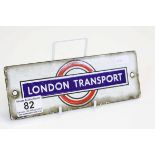 Small vintage "London Transport" Enamel plaque, approximately 8.25 x 3 inches