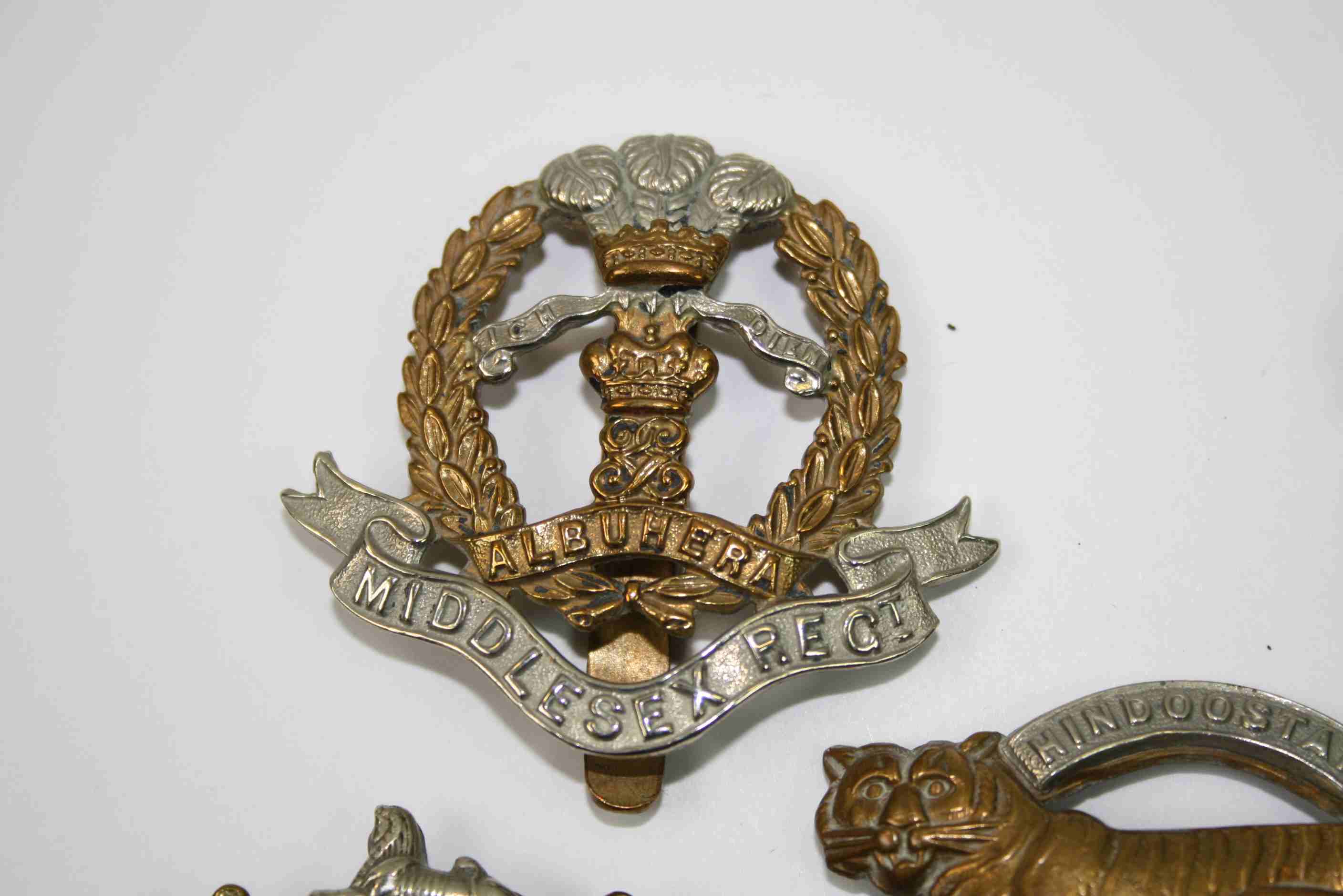 A Collection Of Ten British Military Regimental Cap Badges To Include : Middlesex Regiment, York And - Image 3 of 12