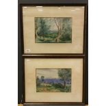 Attributed to Bertrand Pleydell-Bouverie, Pair of Framed and Glazed Landscape Watercolours (uns