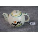 Art Deco Susie Cooper for Crown Works Burslem teapot with horse and jockey decoration, height