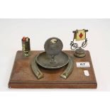 Brass Horseshoe Bridge marker with marker and Suits stands, all on a wooden base plus a spare