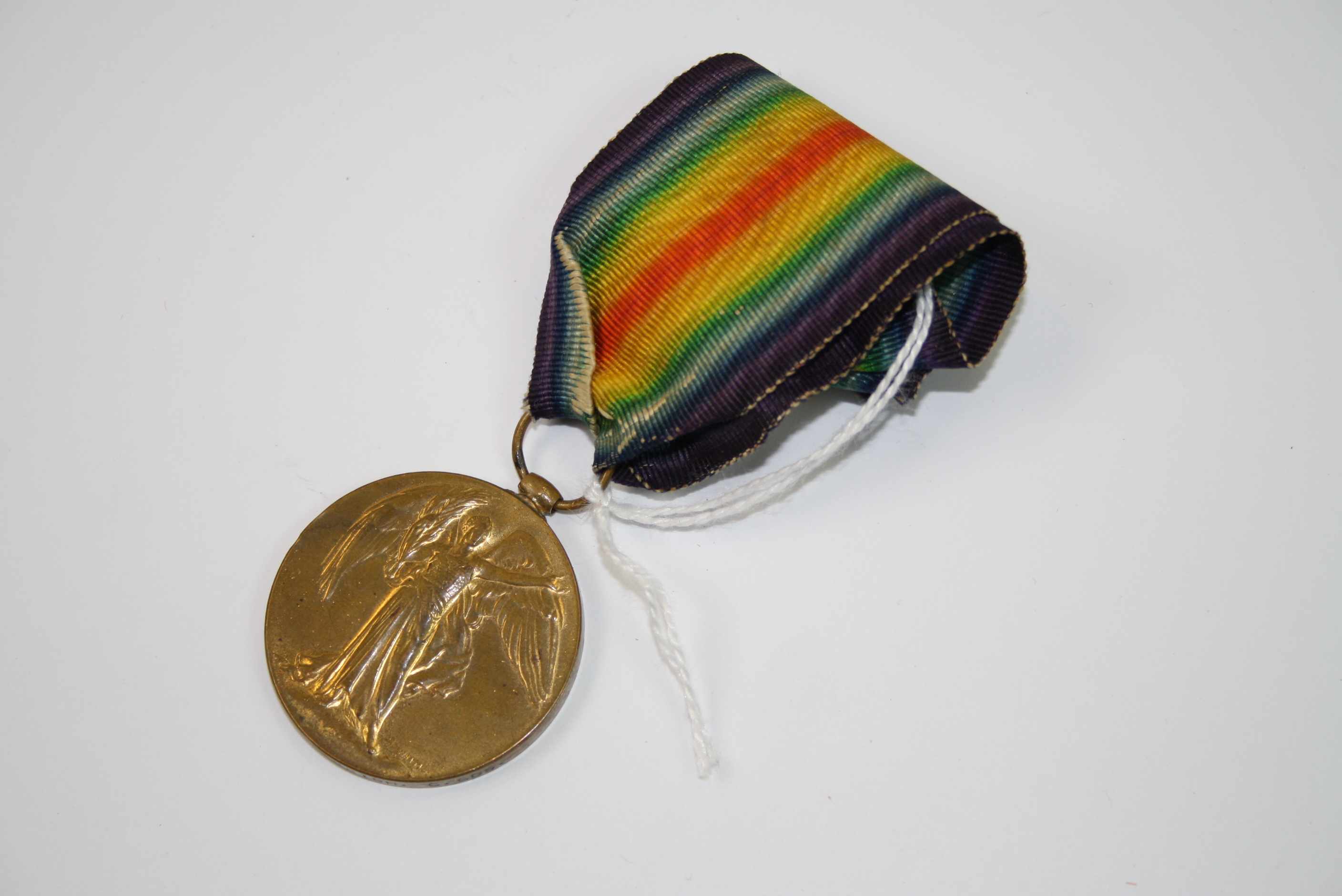 A Full Size British World War One / WW1 Victory Medal With Original Ribbon Issued To 23608 PTE W.