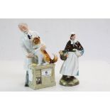 Two Royal Doulton ceramic figurines, "Thanks Doc" HN2731 & "Country Lass" HN1991