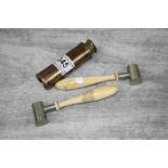 Victorian ivory handled shotgun measure tools, makers James Dixon & Sons together with a single