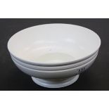 Keith Murray white ceramic Bowl, approximately 10 inches in diameter, base marked "KM Wedgewood of