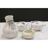 Three vintage ceramic Invalid Feeder cups to include St John's Medical Comforts Depots example and