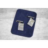 Pair of Silver Cufflinks with Embossed Eagle Decoration