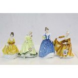 Four vintage Royal Doulton ceramic figurines to include; Kirsty HN2381, Coralie HN2307, Helen HN3601