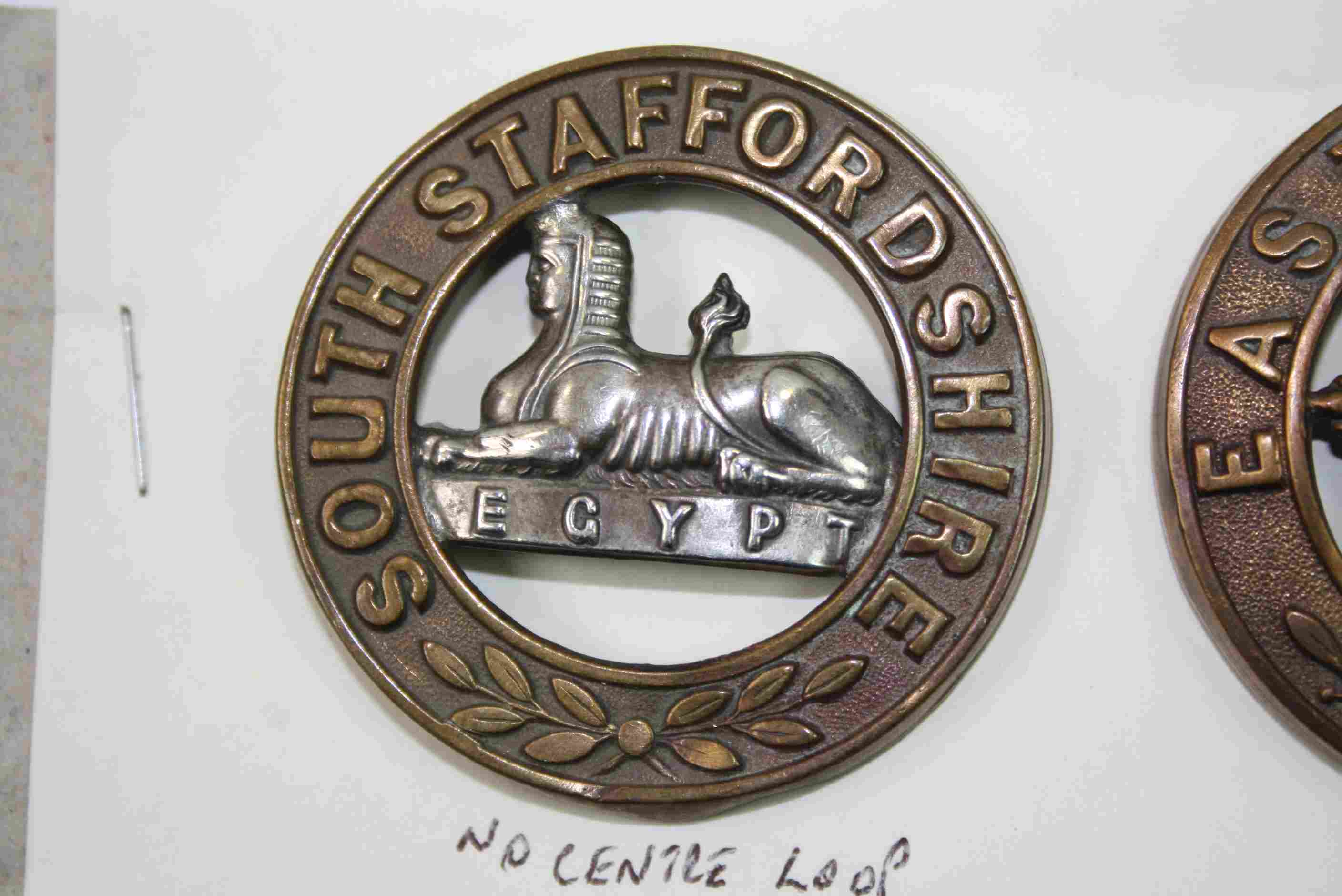 Two Brass Helmet Plate Badges For The South Staffordshire And The East Surrey Regiments. - Image 3 of 4