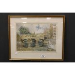 Framed & glazed Watercolour of Pultney Bridge, Bath by Alfred A Longden 1948