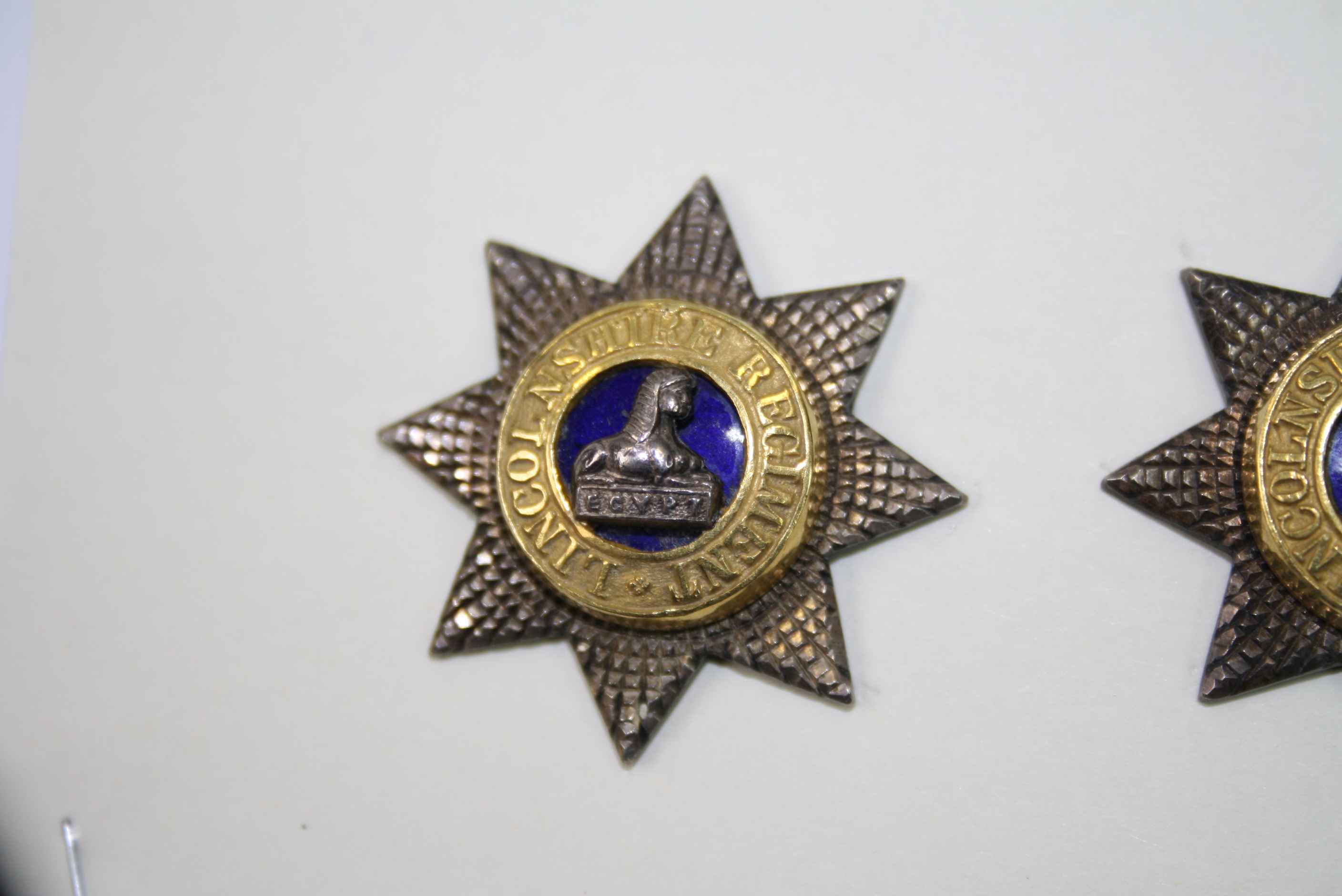 A Pair Of Lincolnshire Regiment Officers Collar / Field Service Badges, Silver Gilt And Enamel - Image 2 of 4