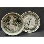 Bjorn Wiinblad Danish shallow dish and plate, with the plate depicting the "Winter" season, dish