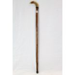 Hand Carved Walking Stick, the horn handle in the form of a Pheasant