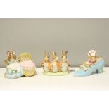 Three Beswick Beatrix Potter's Figures including Flopsy, Mopsy and Cottontail, Hunca Munca and The