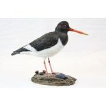 Mike Wood large hand painted Wooden model of an "Oystercatcher" and dated 10/2001, stands approx