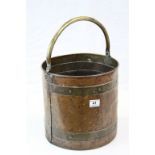 Vintage Copper and Brass Bound Log Bucket