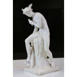 Large Parian model of Hermes, with Sword and Pan pipes, stands approx 38cm tall