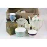 Mixed ceramics & other items to include; Royal Doulton "Coppice" coffee set, Crown Staffordshiore