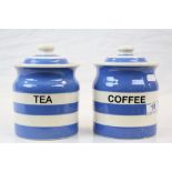 Two T G Green Cornishware Tea and Coffee Storage Jars