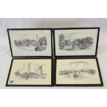 Four Framed and Glazed Pencil Sketches of Norfolk by Judges