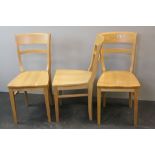 Three Modern Beech Wood Kitchen Chairs