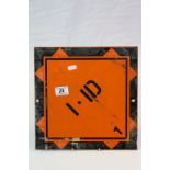 Enamel finished Square Metal sign with reflective finish and marked "I-ID", possibly Military in