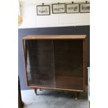 Retro Teak Side Cabinet with Sliding Glass Doors, 106cms long x 109cms high