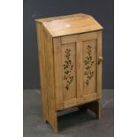 Late 19th / Early 20th century Pine Cupboard with Hinged Sloping Top and Single Door opening to